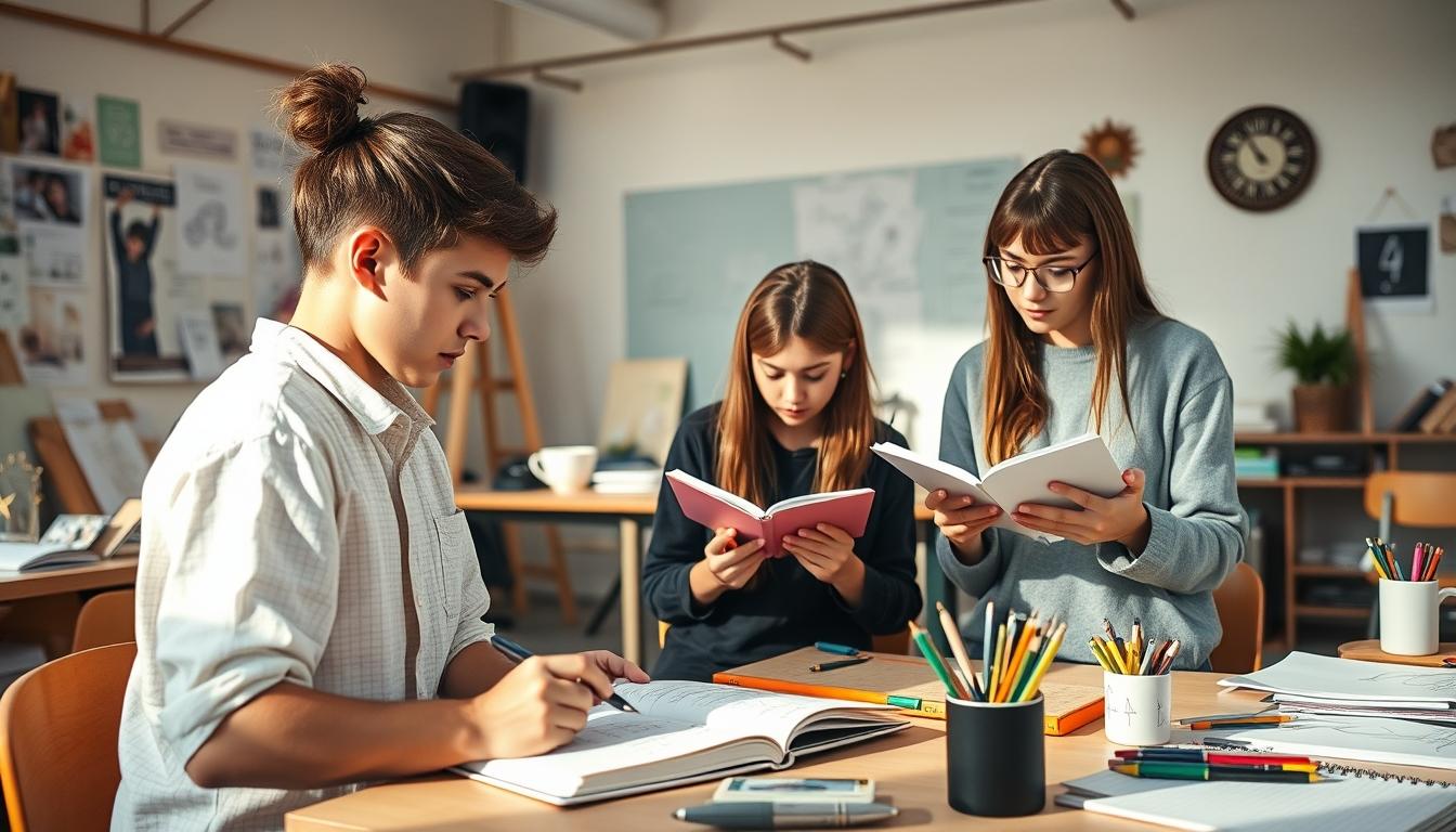 Students collaborating in study space